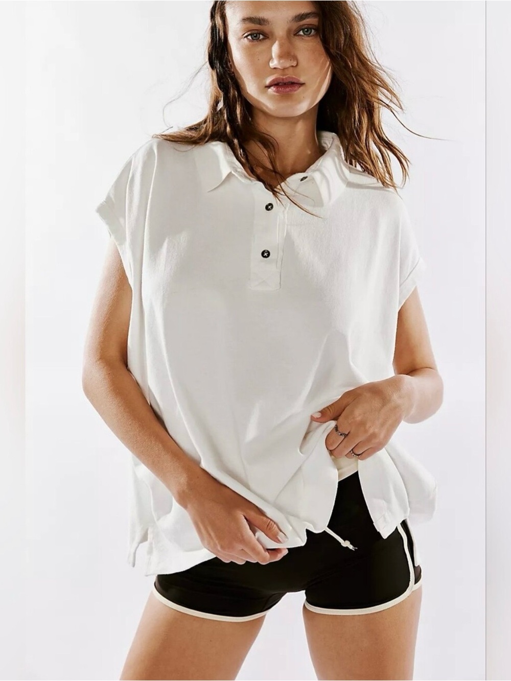 We The Free White Short-Sleeve Polo Tee